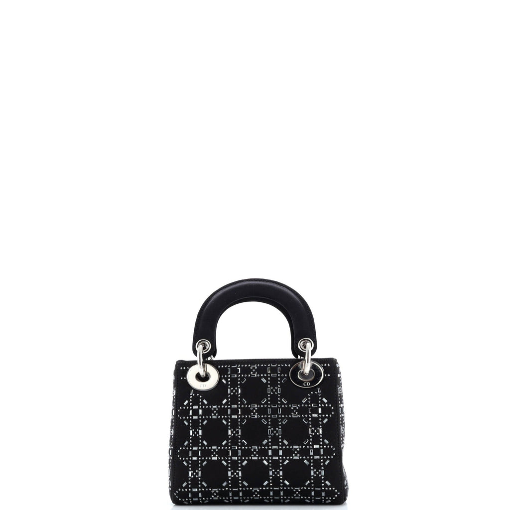 Lady Dior Bag Crystal Embellished Cannage Quilt Satin Mini