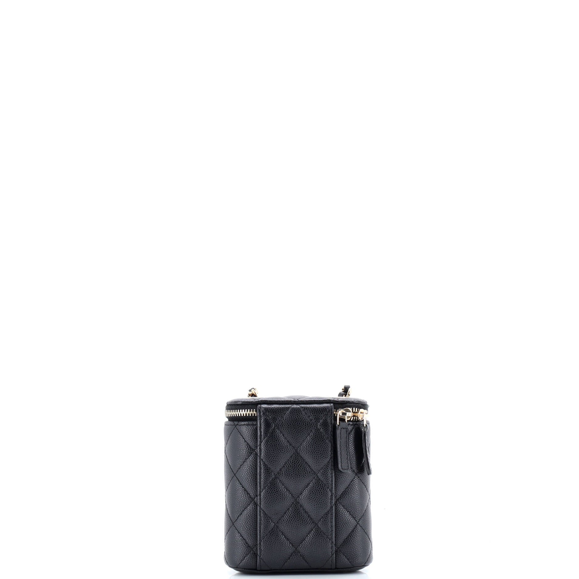 Vertical Classic Vanity Case with Chain Quilted Caviar Mini