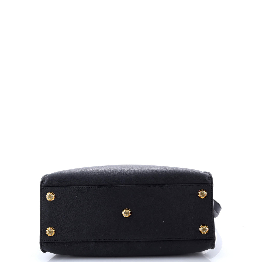 On My Side Tote Leather with Monogram Canvas MM