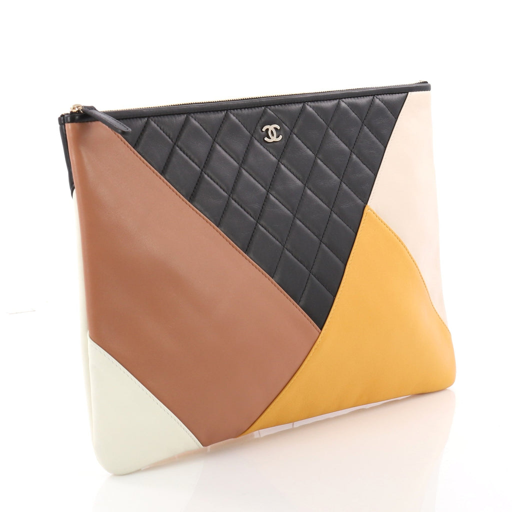 O Case Clutch Colorblock Quilted Leather Large