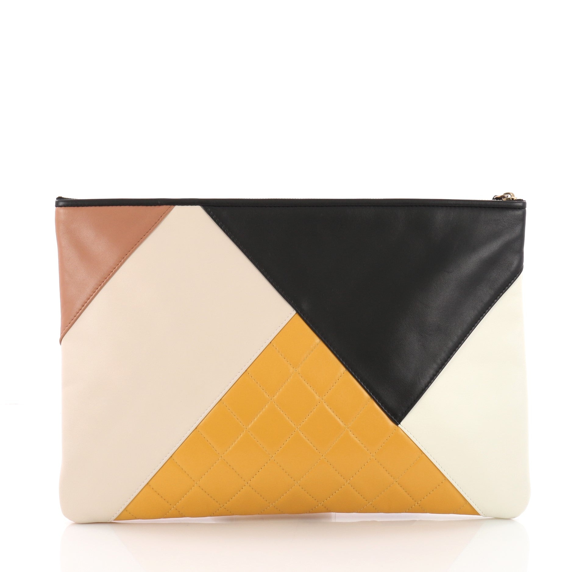 O Case Clutch Colorblock Quilted Leather Large