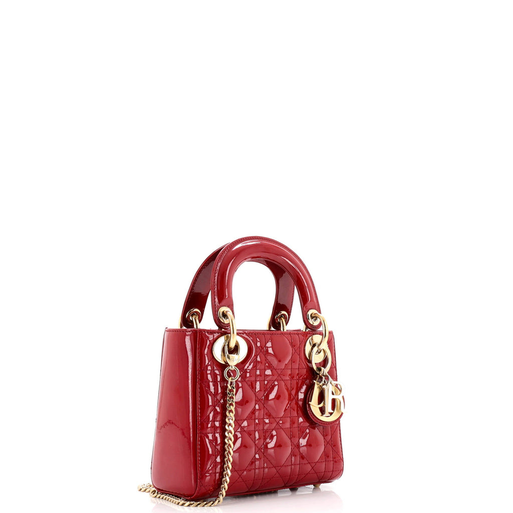 Lady Dior Chain Bag Cannage Quilt Patent Mini
