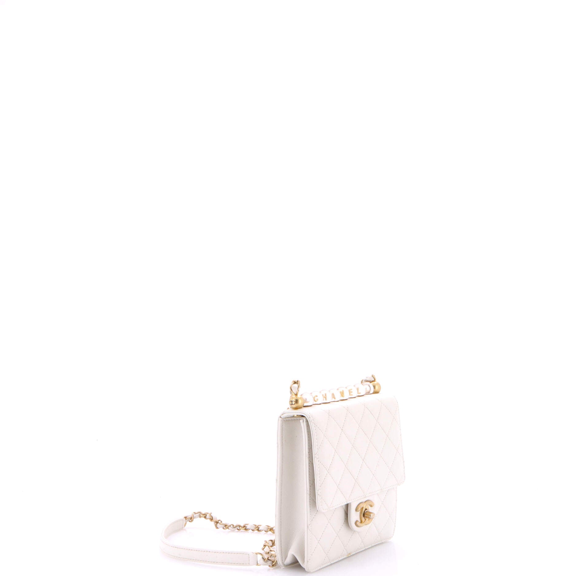 Chic Pearls Flap Bag Quilted Goatskin with Acrylic Beads Mini