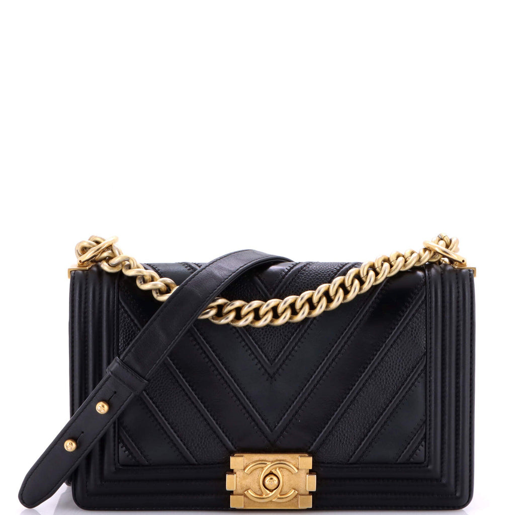 Boy Flap Bag Chevron Caviar and Calfskin Old Medium