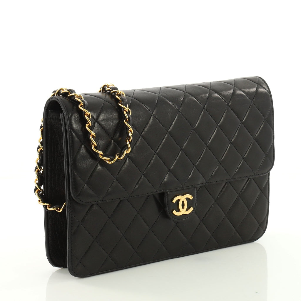 Vintage Clutch with Chain Quilted Leather Medium