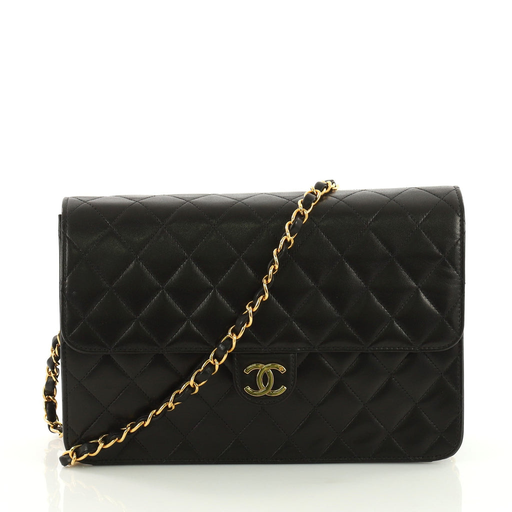Vintage Clutch with Chain Quilted Leather Medium