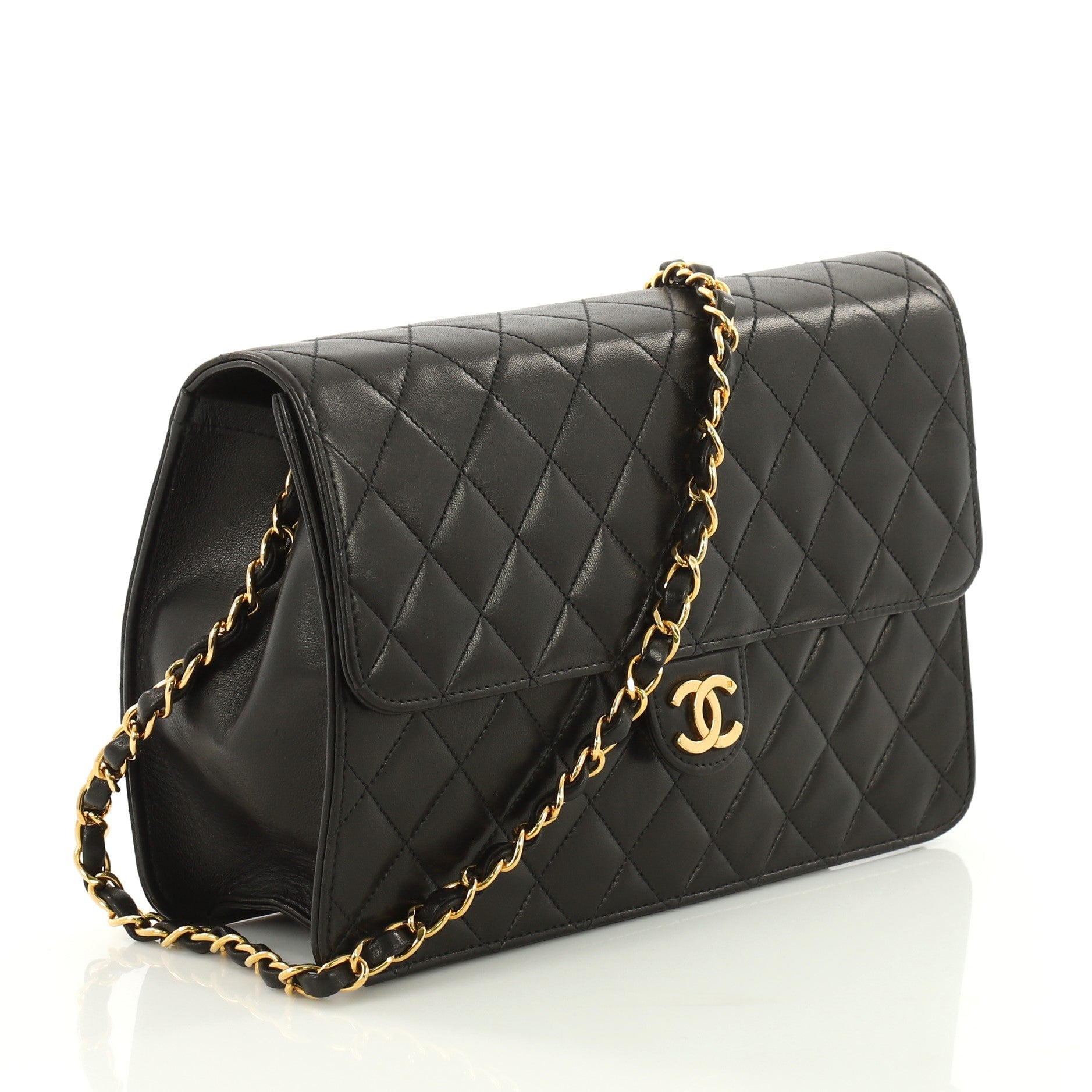 Vintage Clutch with Chain Quilted Leather Medium