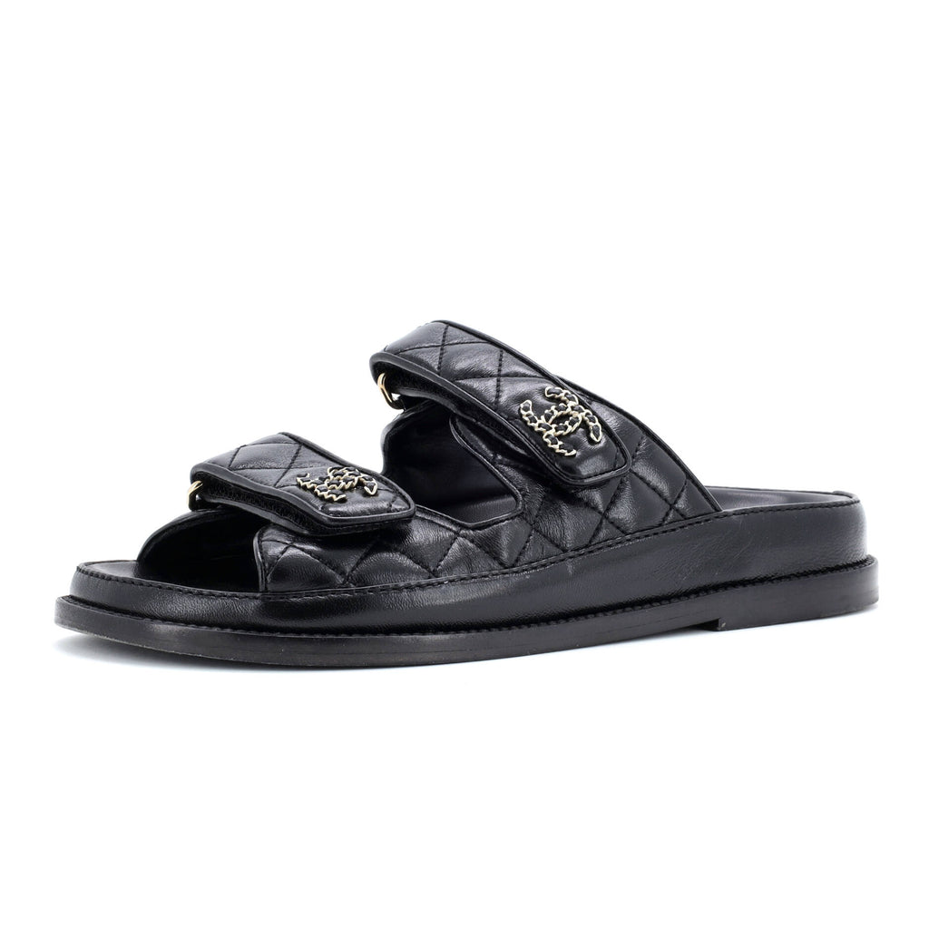 Women's Velcro Open Back Dad Sandals Quilted Leather