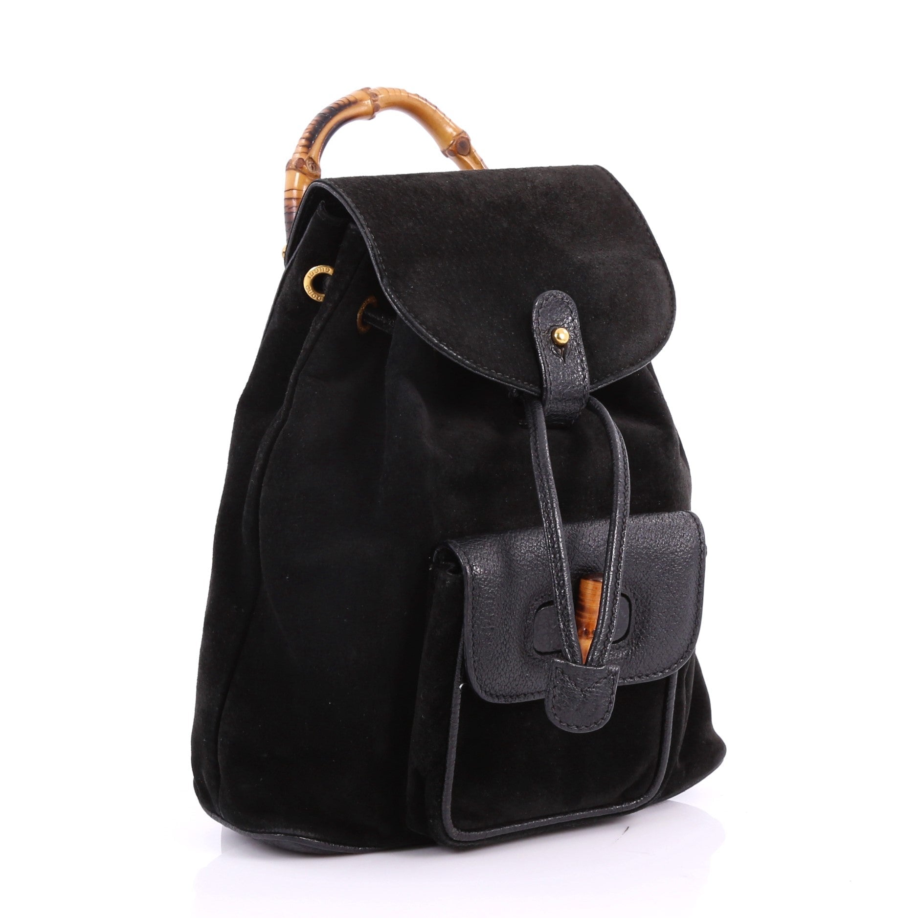 Vintage Bamboo Backpack Suede Mini