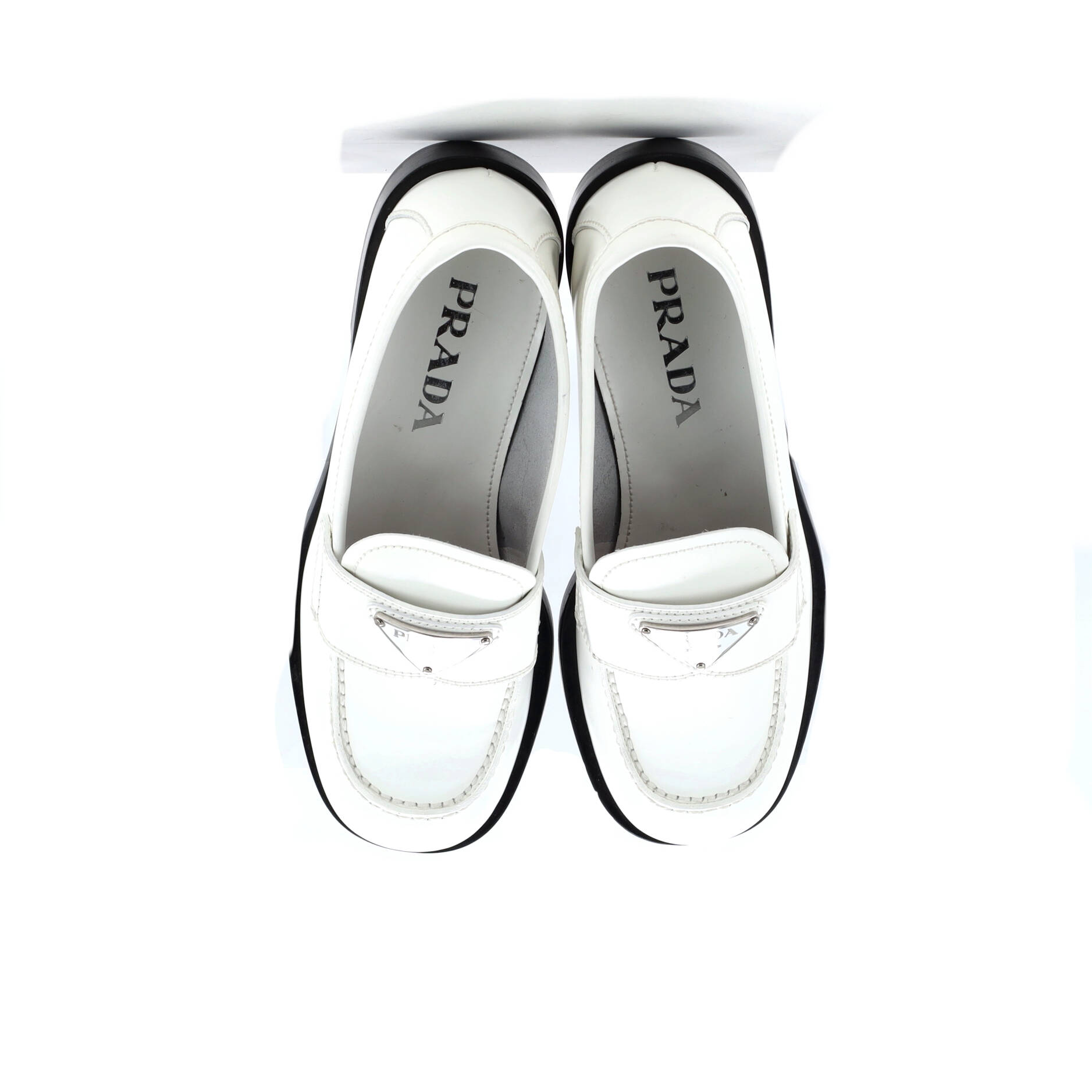Women's Triangle Logo Loafers Spazzolato Leather