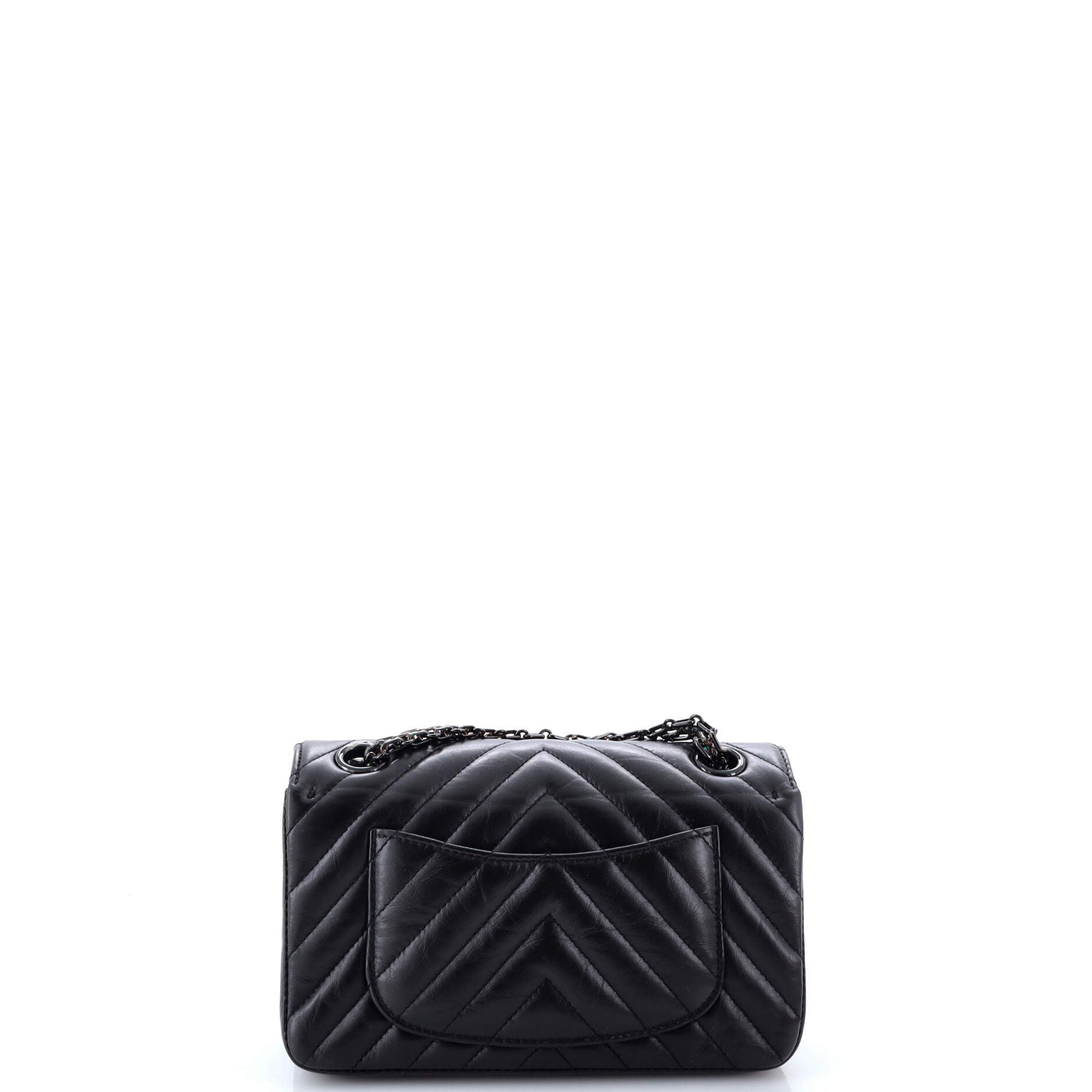 So Black Reissue 2.55 Flap Bag Chevron Aged Calfskin Mini