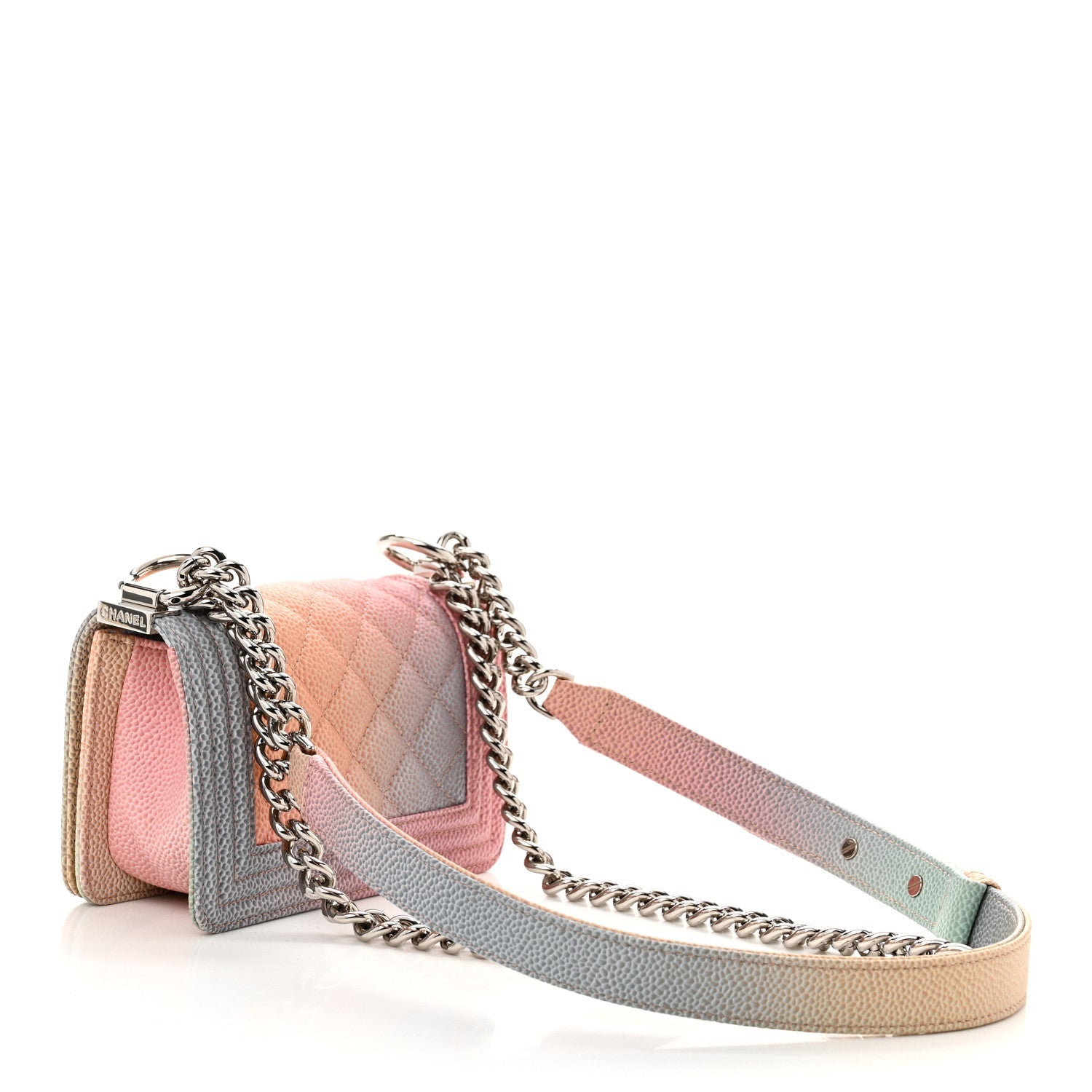Caviar Quilted Mini Cuba Rainbow Boy Flap Pink Multicolor