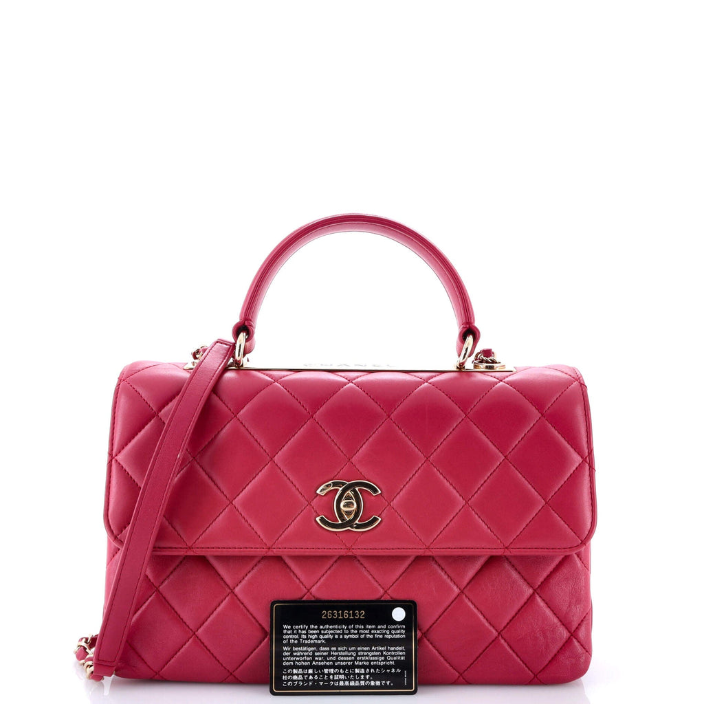 Trendy CC Top Handle Bag Quilted Lambskin Medium
