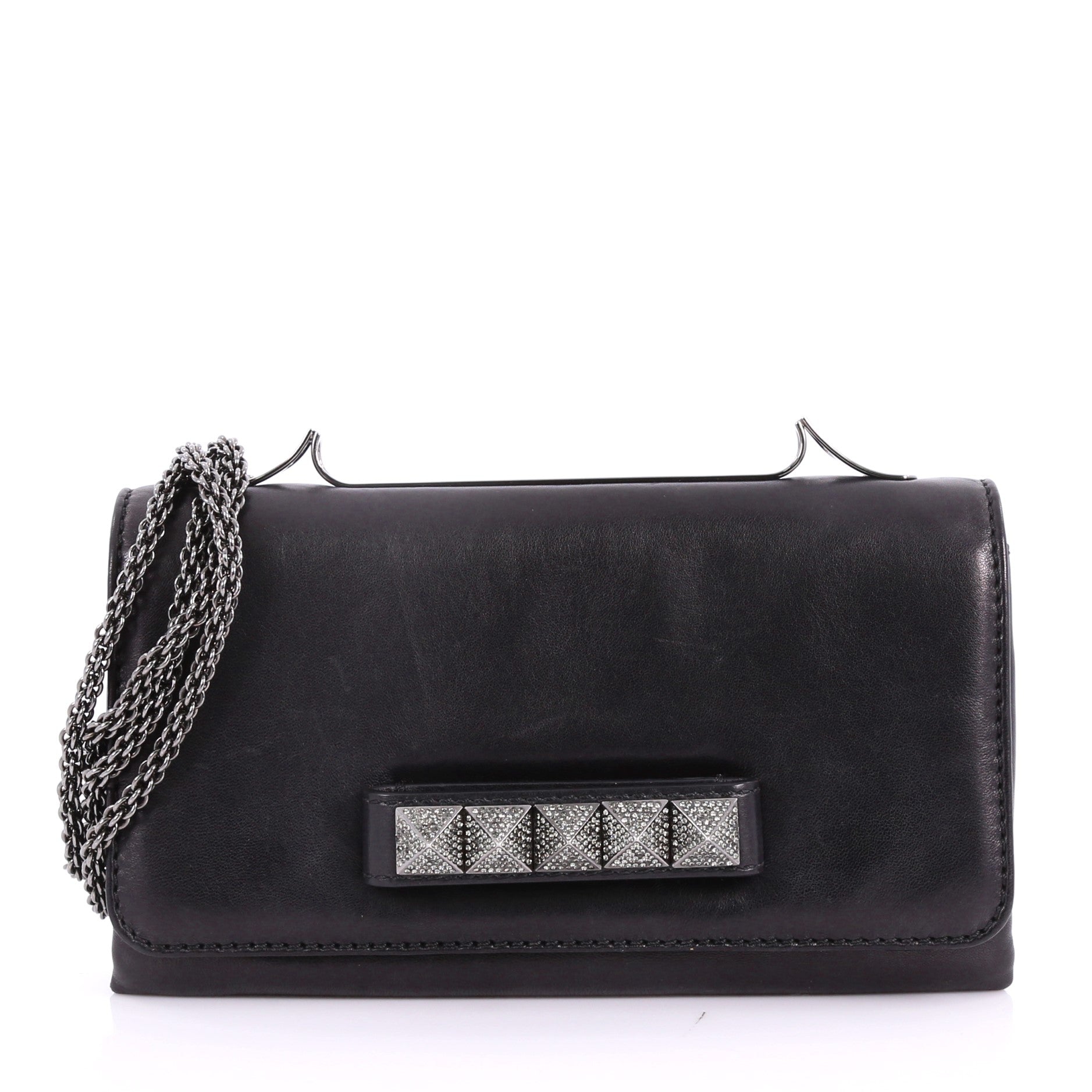 Va Va Voom Clutch Crystal Studs Leather Medium