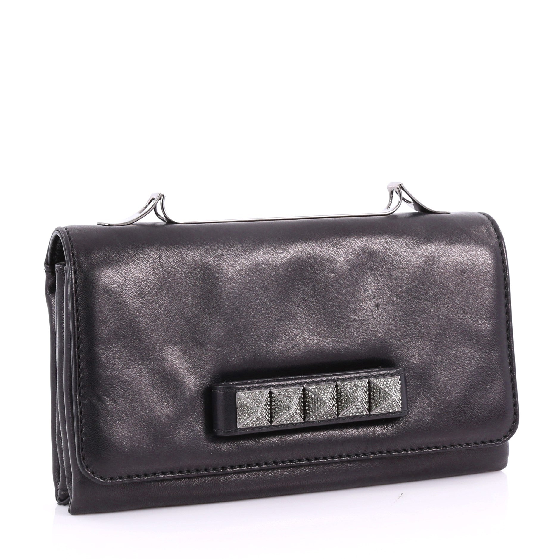 Va Va Voom Clutch Crystal Studs Leather Medium