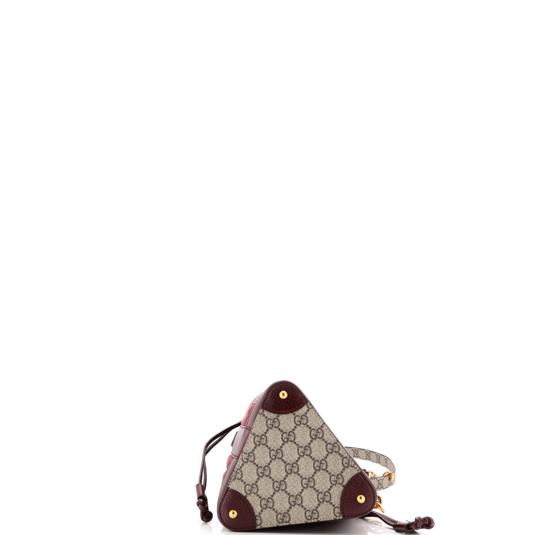 GG Triangle Bucket Bag Quilted Microguccissima Canvas and GG Coated Canvas with Leather Mini
