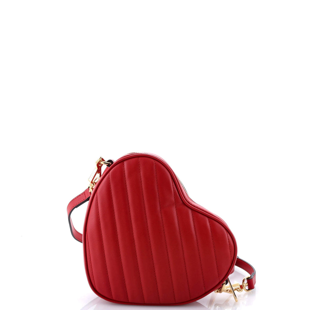 Interlocking G Heart Shoulder Bag Diagonal Quilted Leather Mini