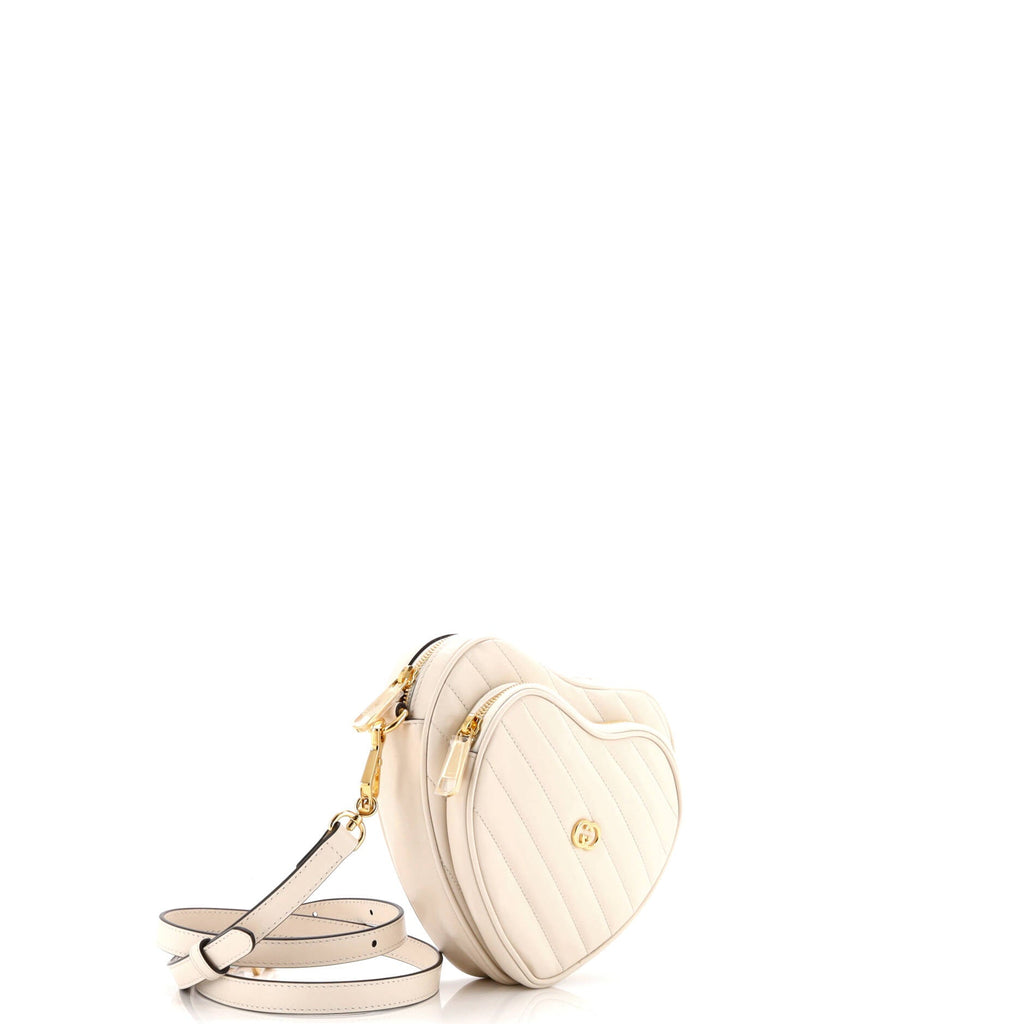 Interlocking G Heart Shoulder Bag Diagonal Quilted Leather Mini