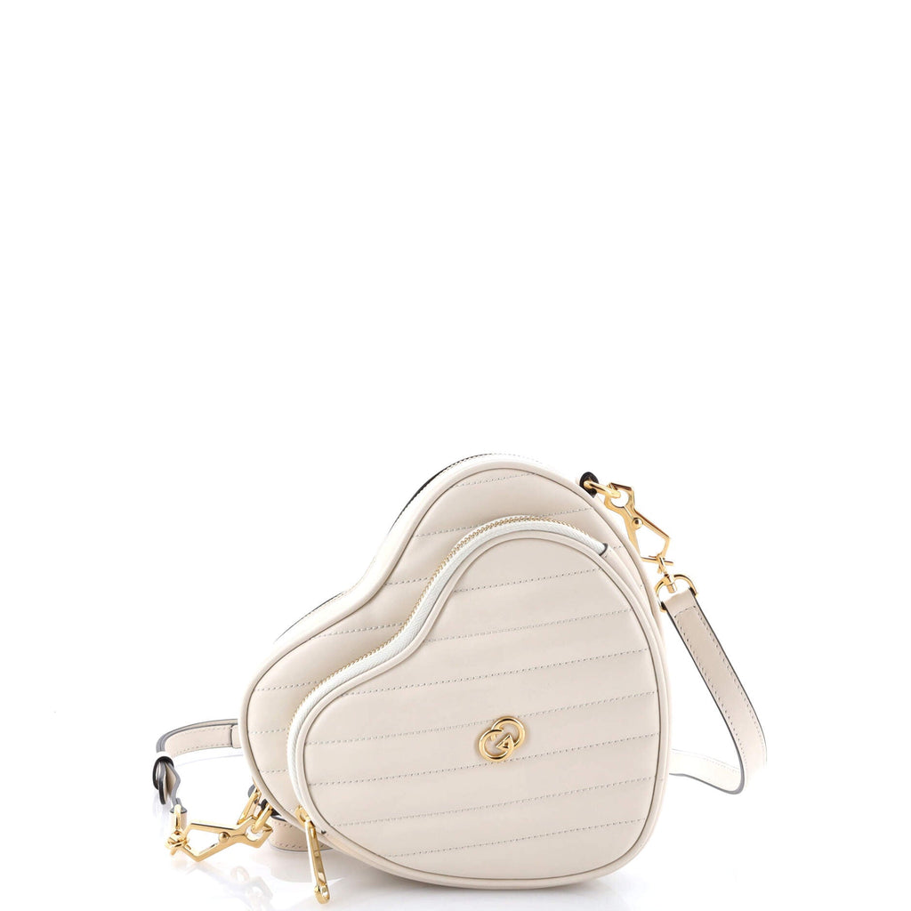 Interlocking G Heart Shoulder Bag Diagonal Quilted Leather Mini