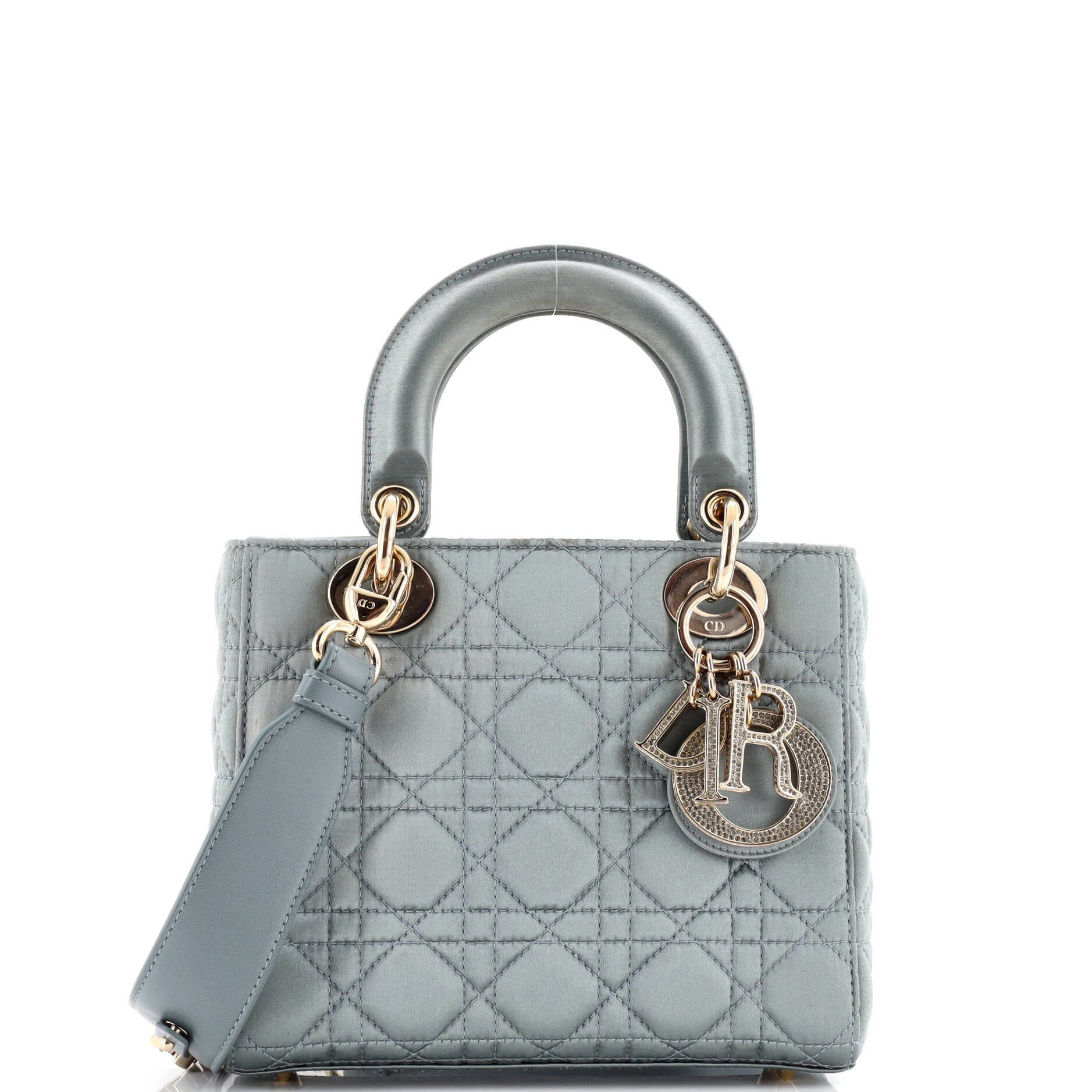 My ABCDior Lady Dior Bag Cannage Quilt Satin with Crystal Charms