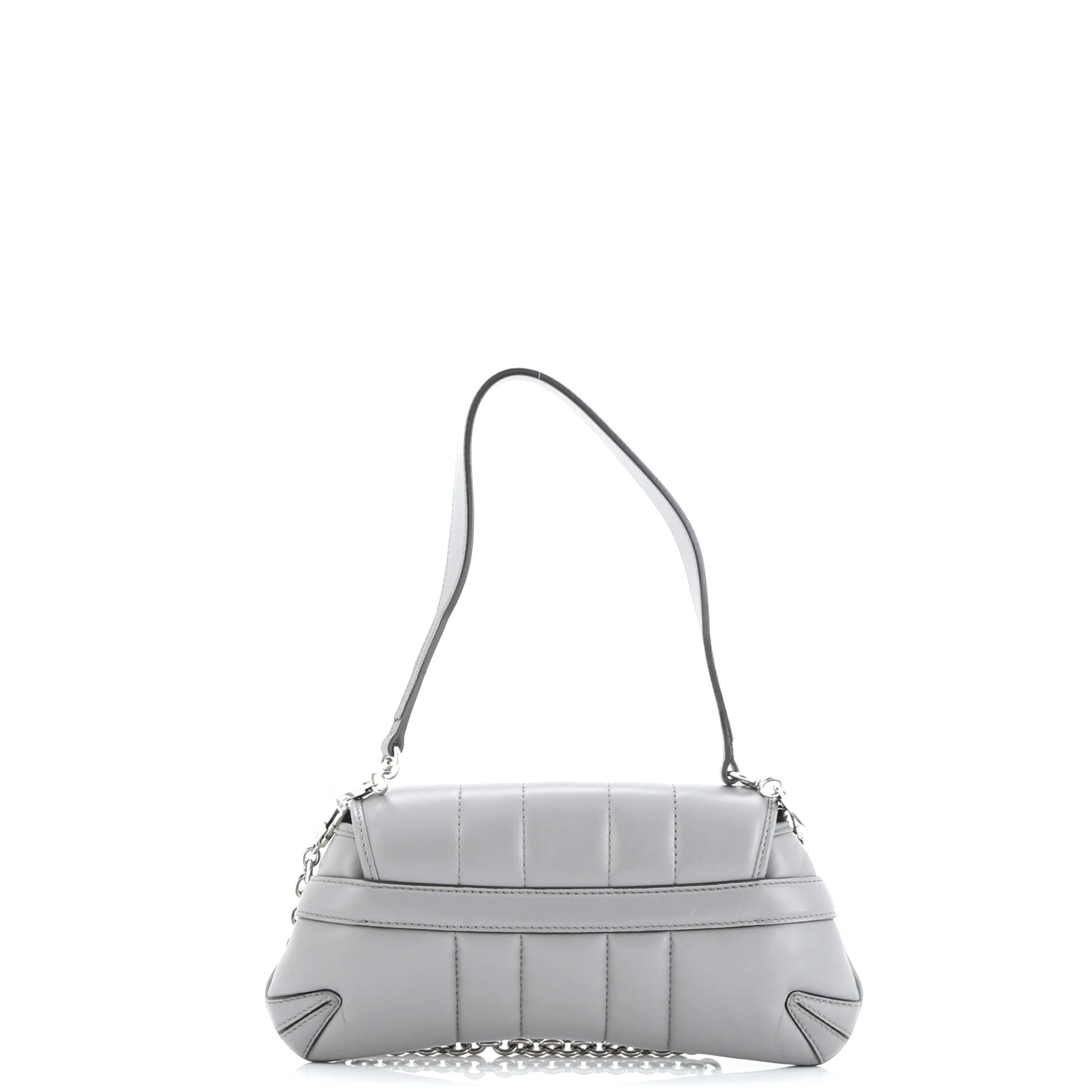 Horsebit Chain Shoulder Bag Vertical Quilted Leather Small