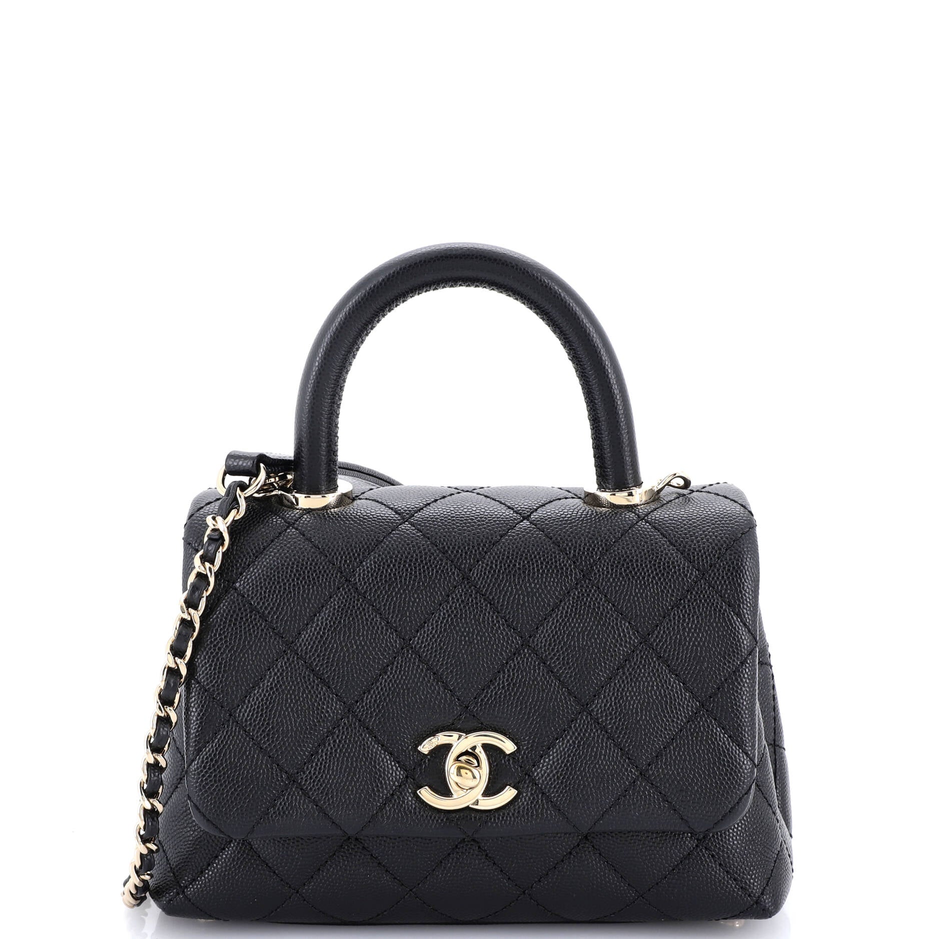 Coco Top Handle Bag Quilted Caviar Extra Mini