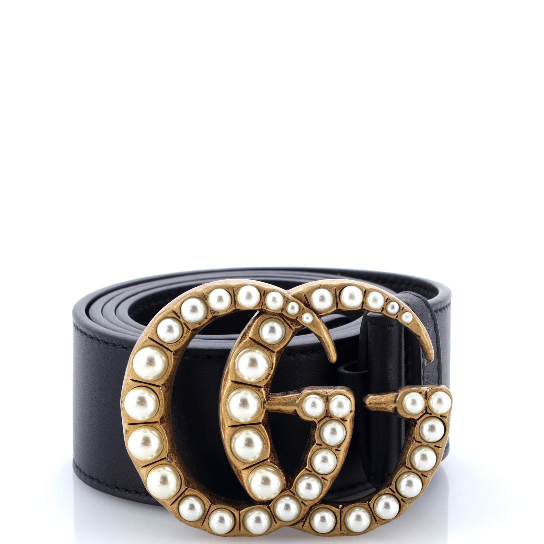 Pearly GG Marmont Belt Leather Wide