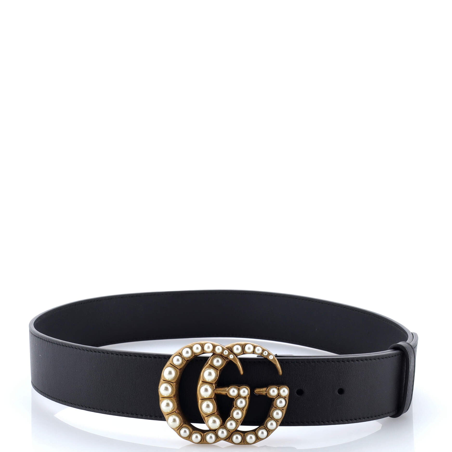 Pearly GG Marmont Belt Leather Wide
