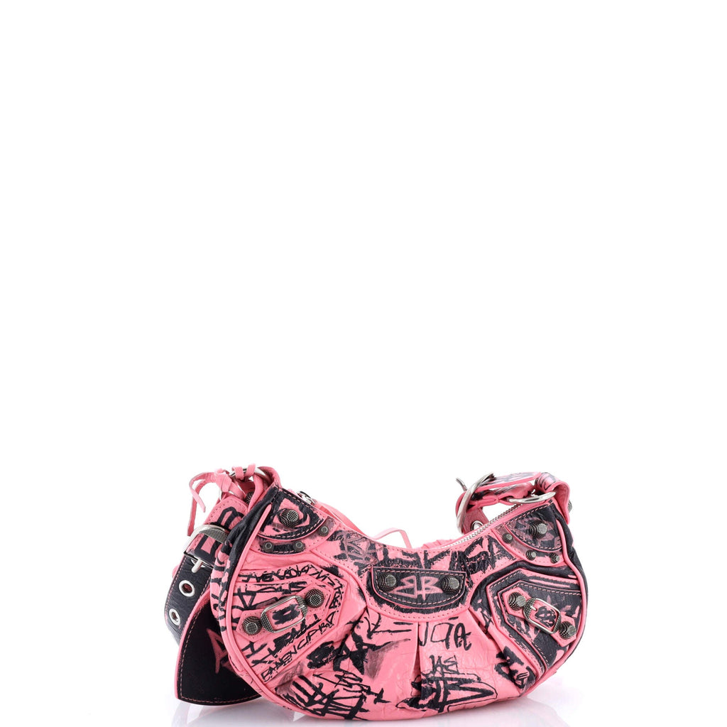 Le Cagole Graffiti Giant Studs Shoulder Bag Leather XS