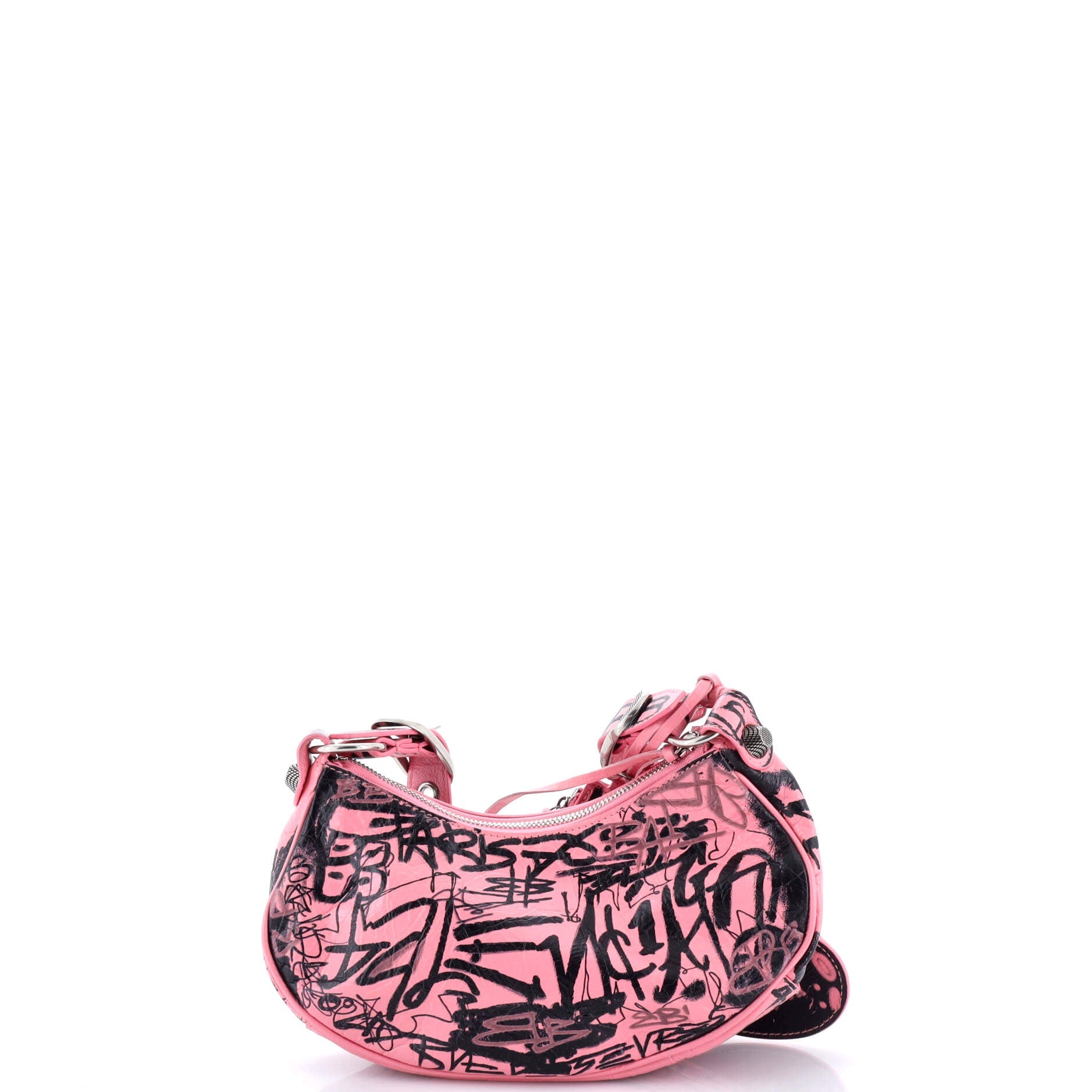 Le Cagole Graffiti Giant Studs Shoulder Bag Leather XS