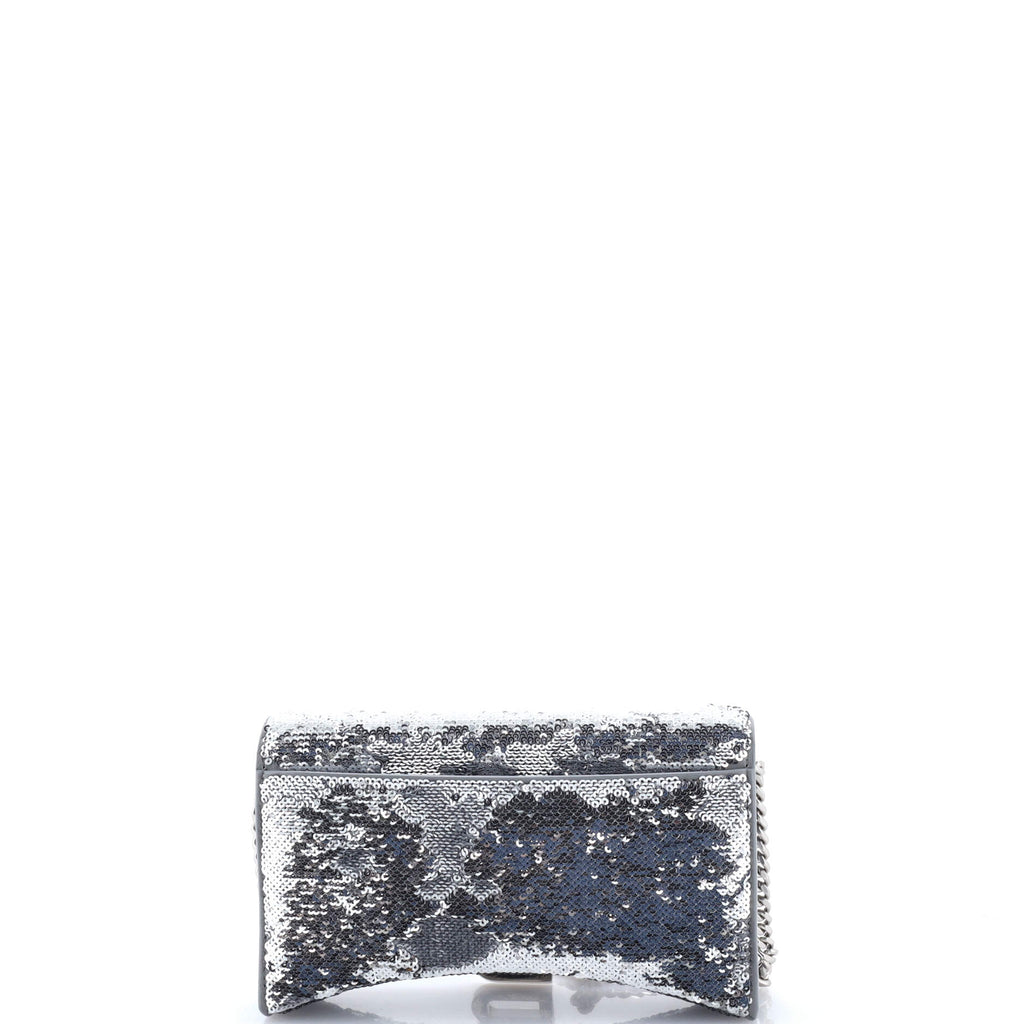 Hourglass Chain Wallet Leather with Sequins