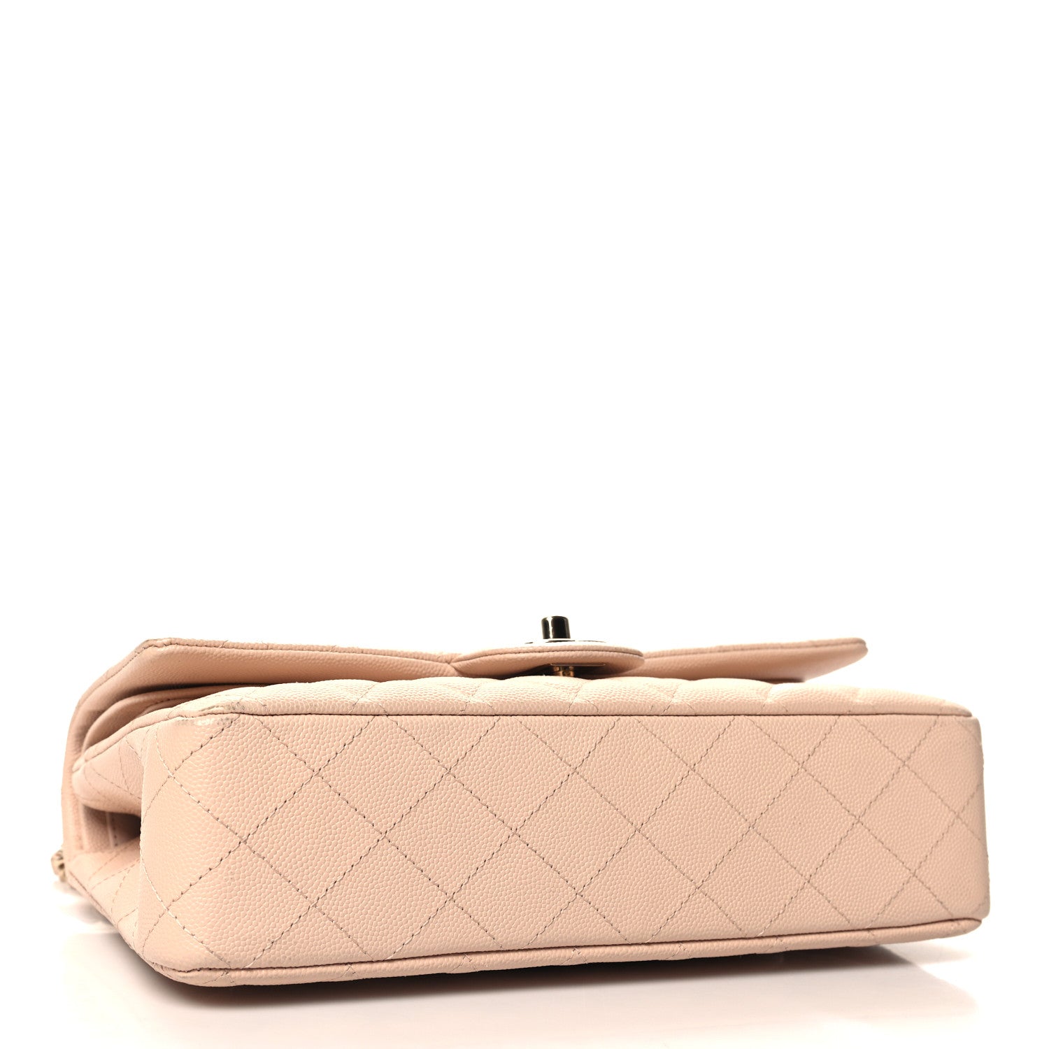 Caviar Quilted Medium Double Flap Light Beige