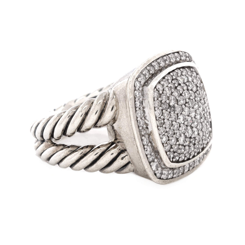 Albion Ring Sterling Silver with Pave Diamonds 14mm