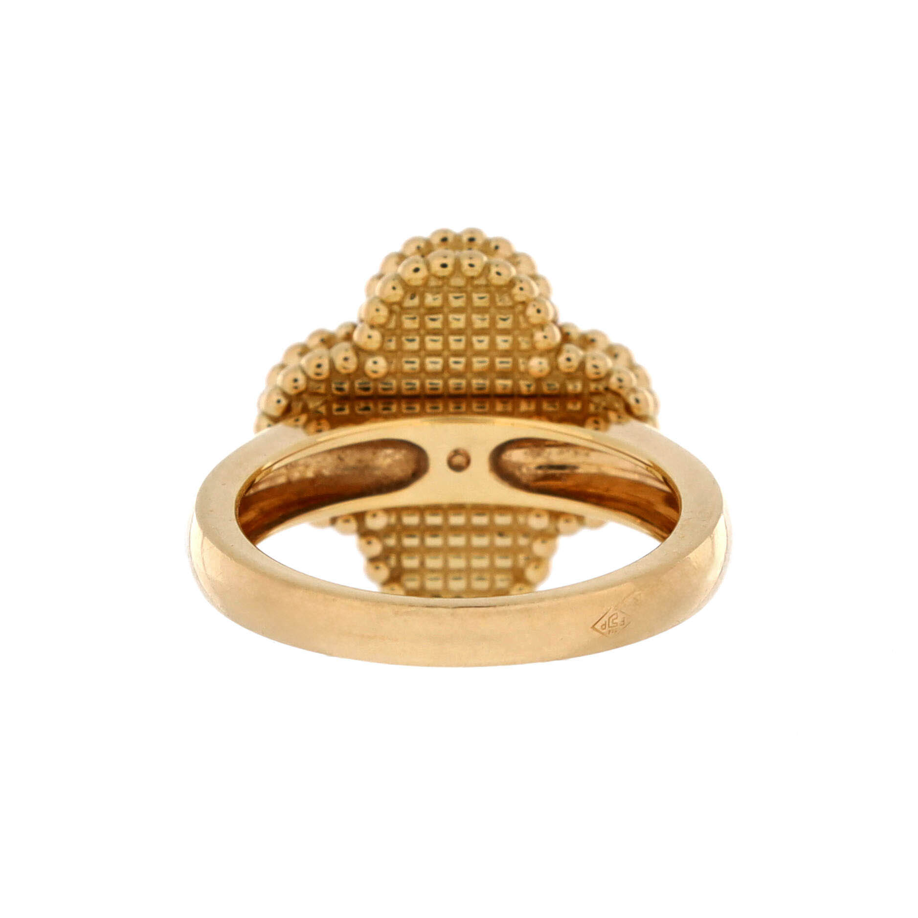 Vintage Alhambra Ring 18K Yellow Gold with Carnelian and Diamond