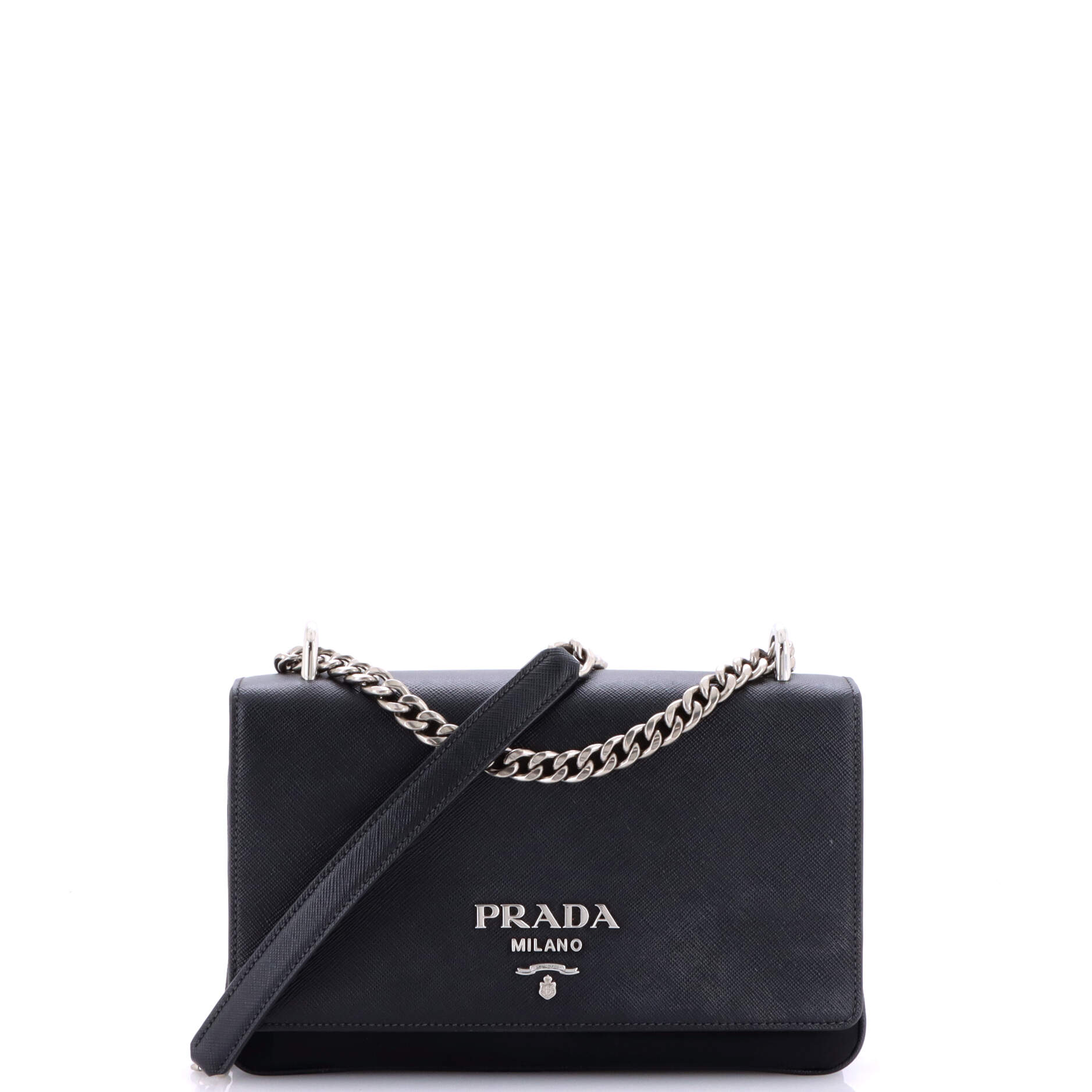 Chain Flap Crossbody Bag Tessuto and Saffiano Leather Medium