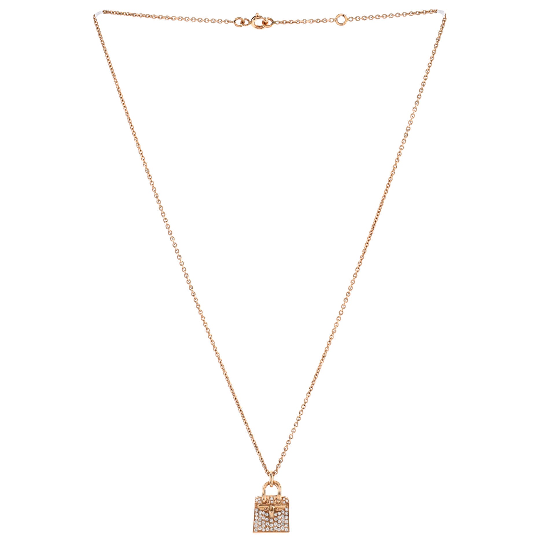 Birkin Amulette Pendant Necklace 18K Rose Gold and Diamonds