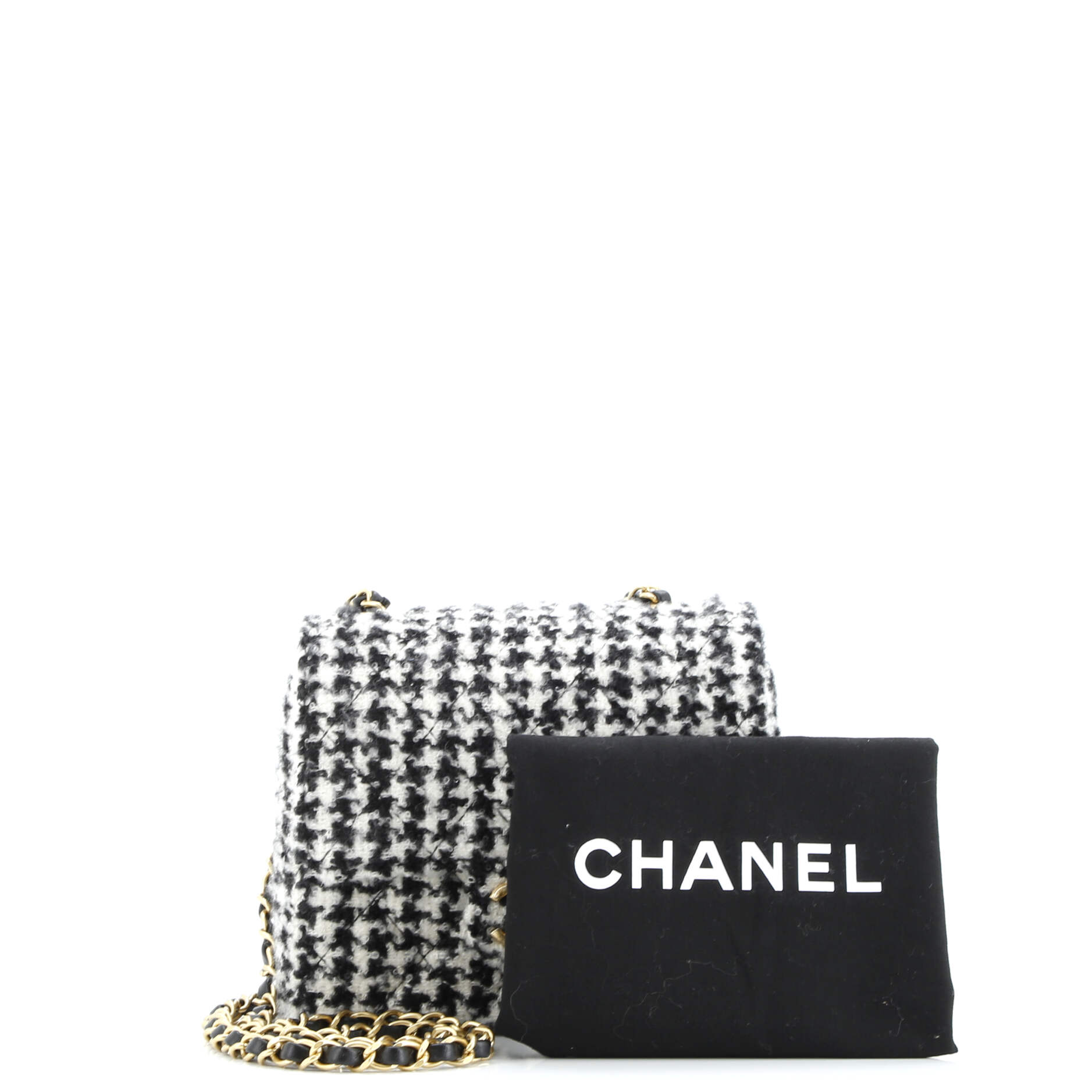 Square Classic Single Flap Bag Quilted Tweed Mini