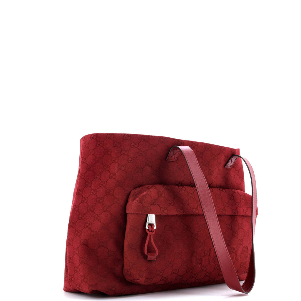 Front Pocket Debossed Logo Tote GG Canvas Large