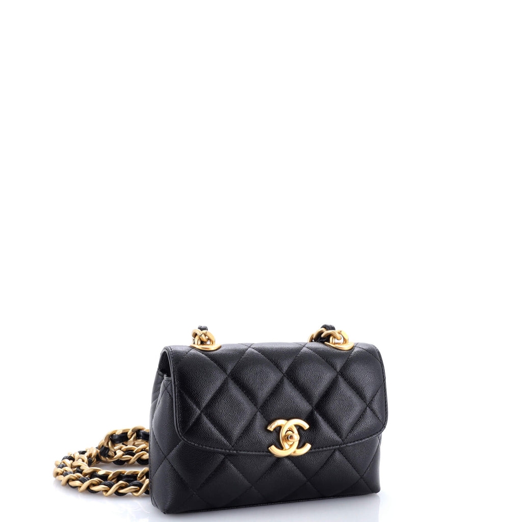 CC Rounded Flap Crossbody Bag Quilted Caviar Mini