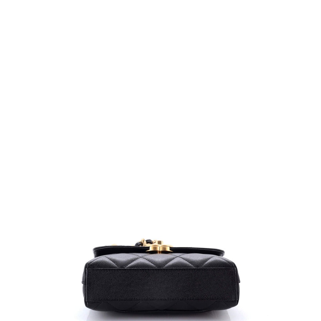 CC Rounded Flap Crossbody Bag Quilted Caviar Mini