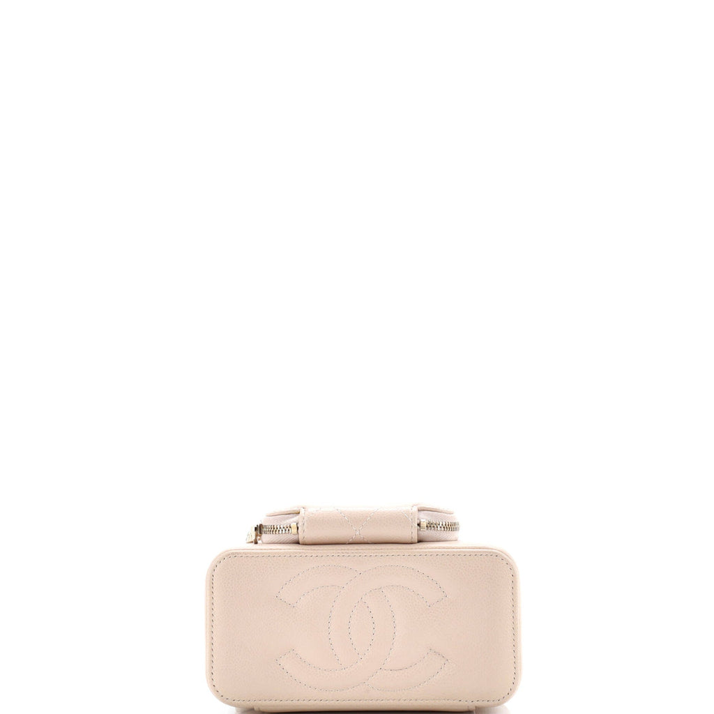 Business Affinity Top Handle Vanity Case with Chain Quilted Caviar Small