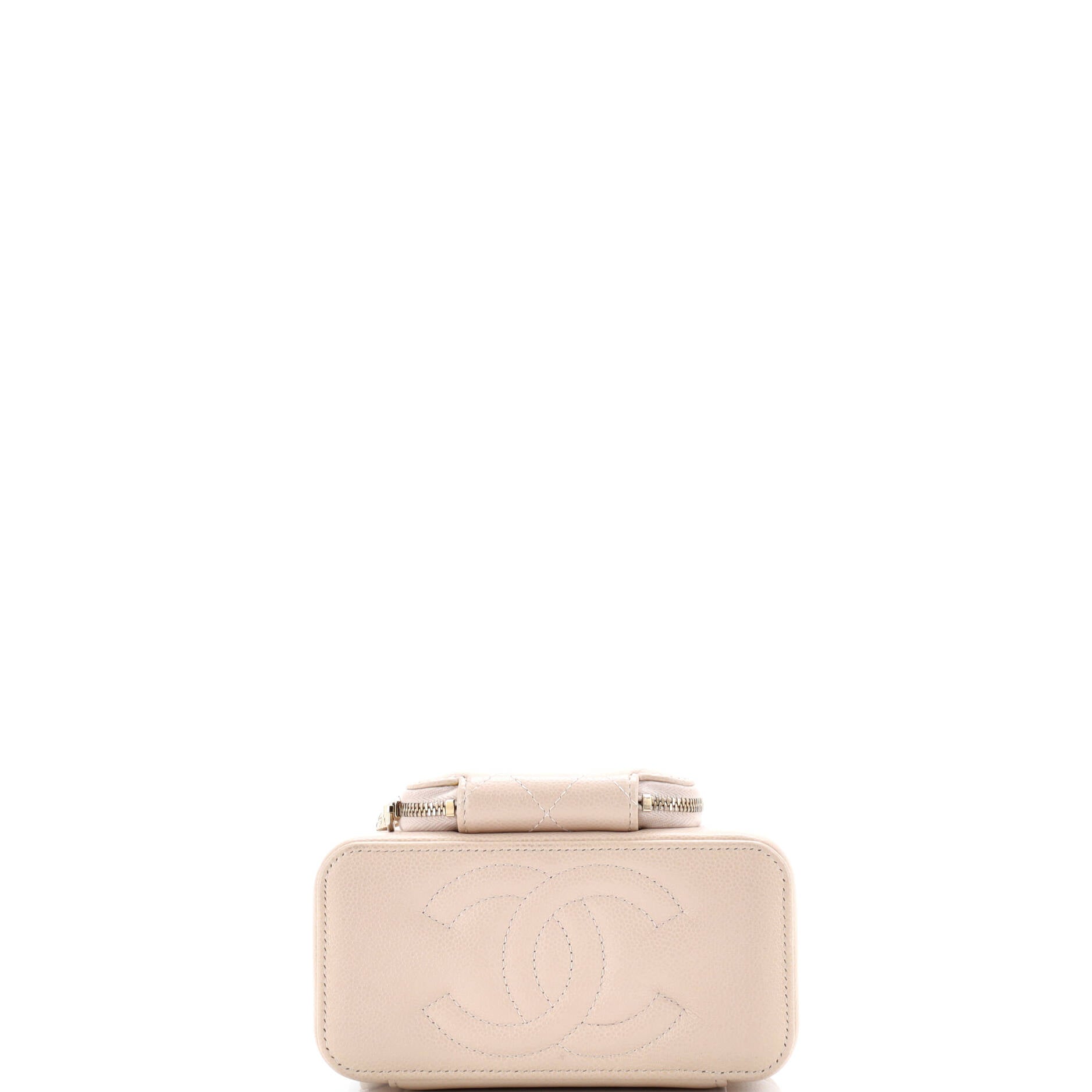 Business Affinity Top Handle Vanity Case with Chain Quilted Caviar Small