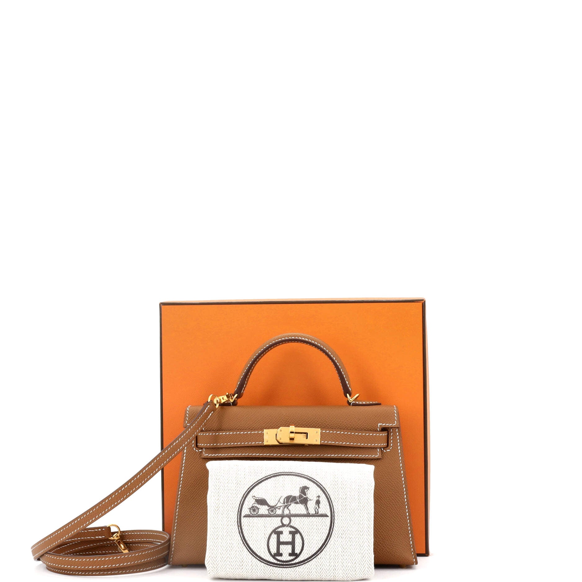 Kelly Mini II Bag Gold Epsom with Gold Hardware 20