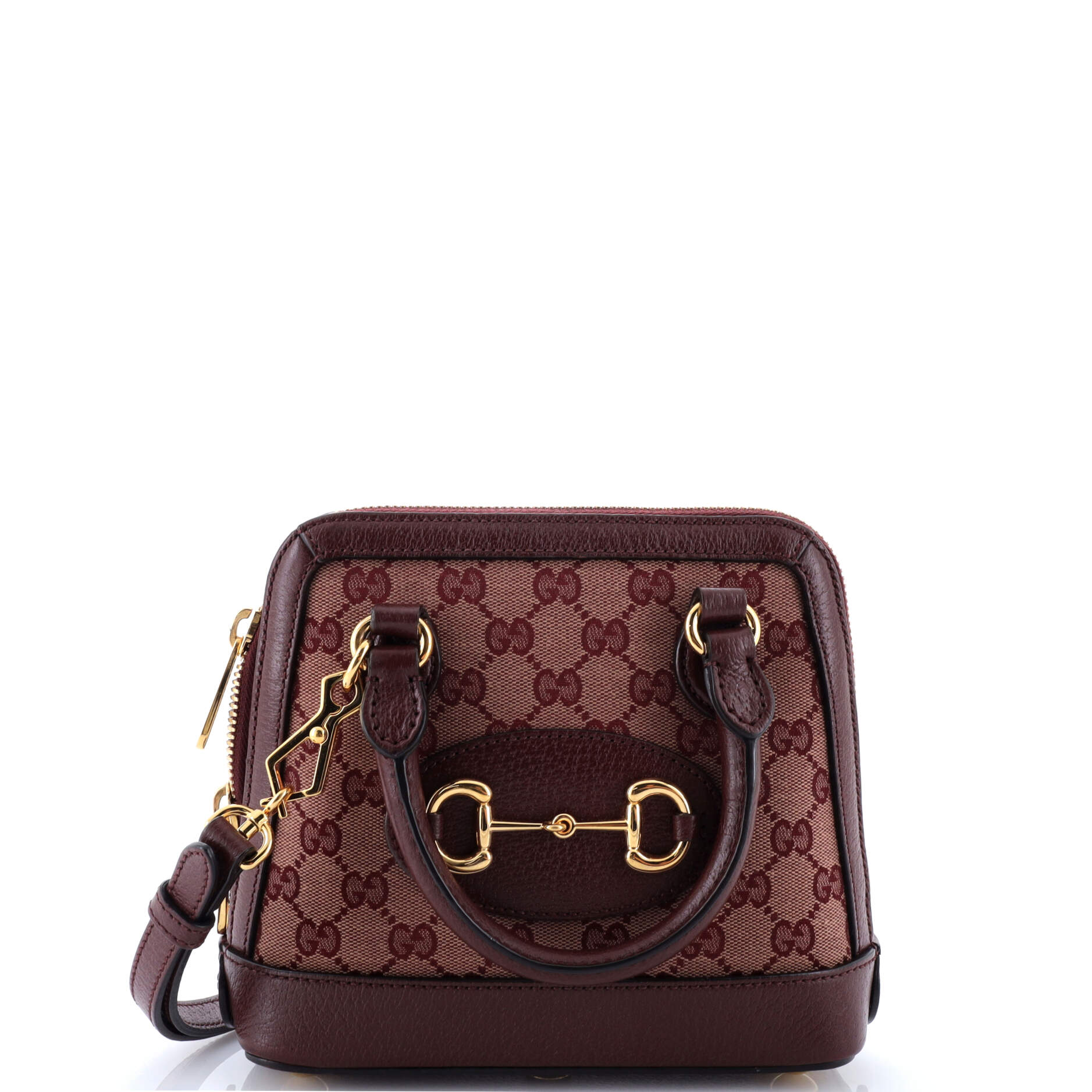 Horsebit 1955 Top Handle Bag GG Canvas with Leather Mini