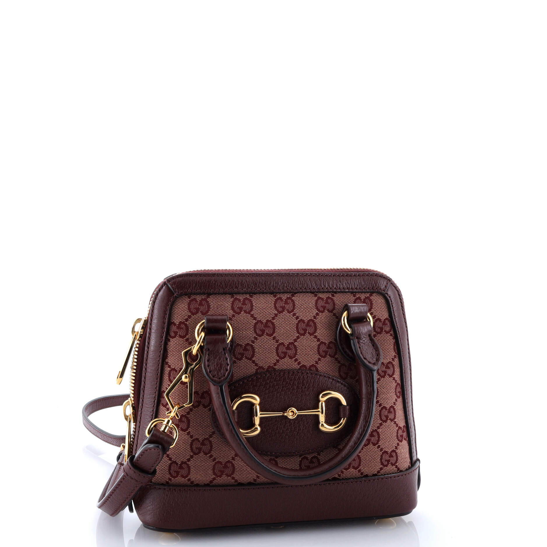 Horsebit 1955 Top Handle Bag GG Canvas with Leather Mini