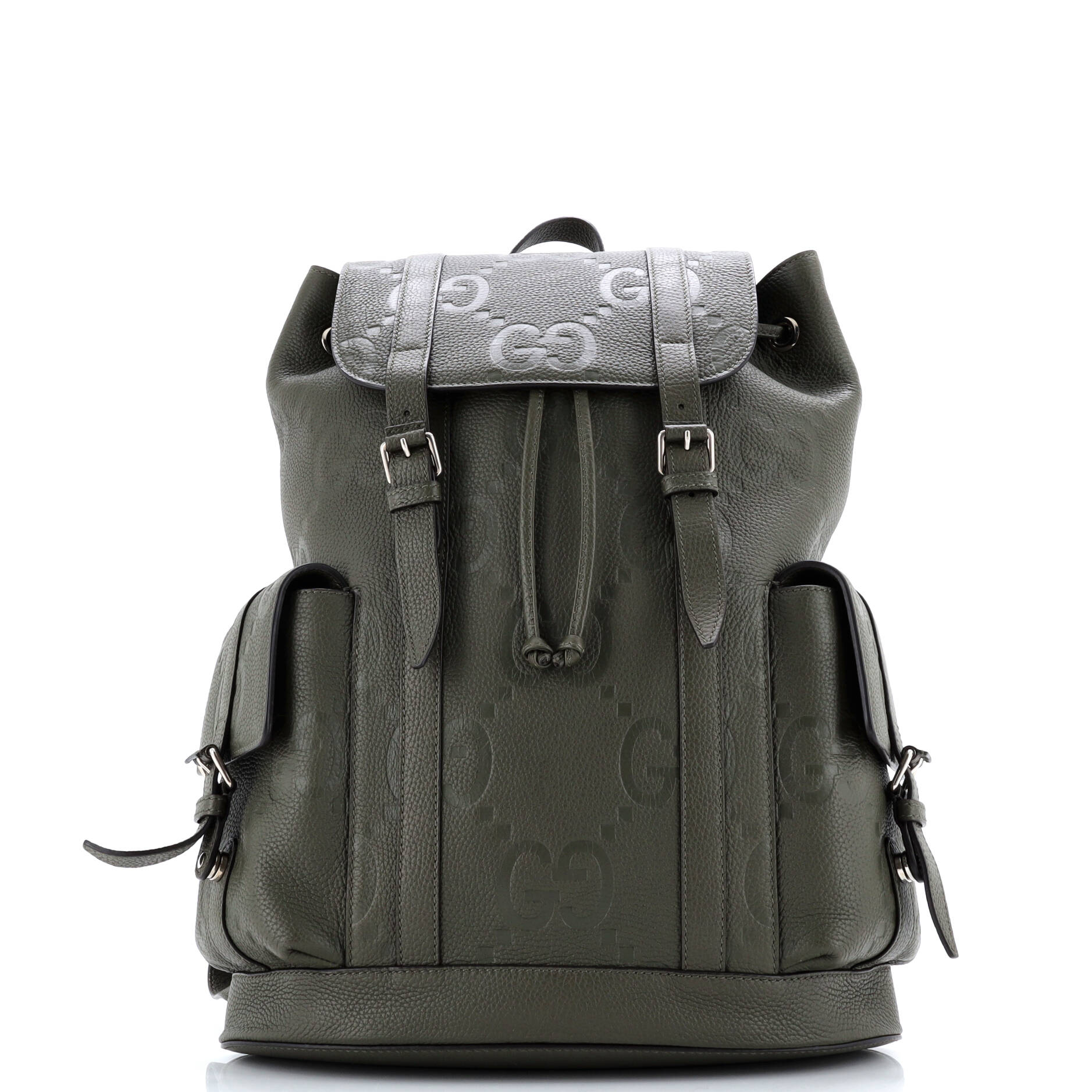 Double Pocket Belt Backpack Jumbo GG Embossed Leather Large