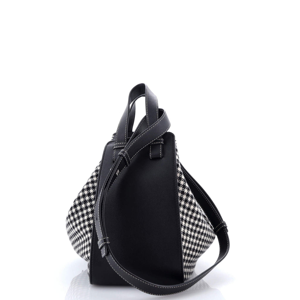 Hammock Bag Leather and Tweed Small