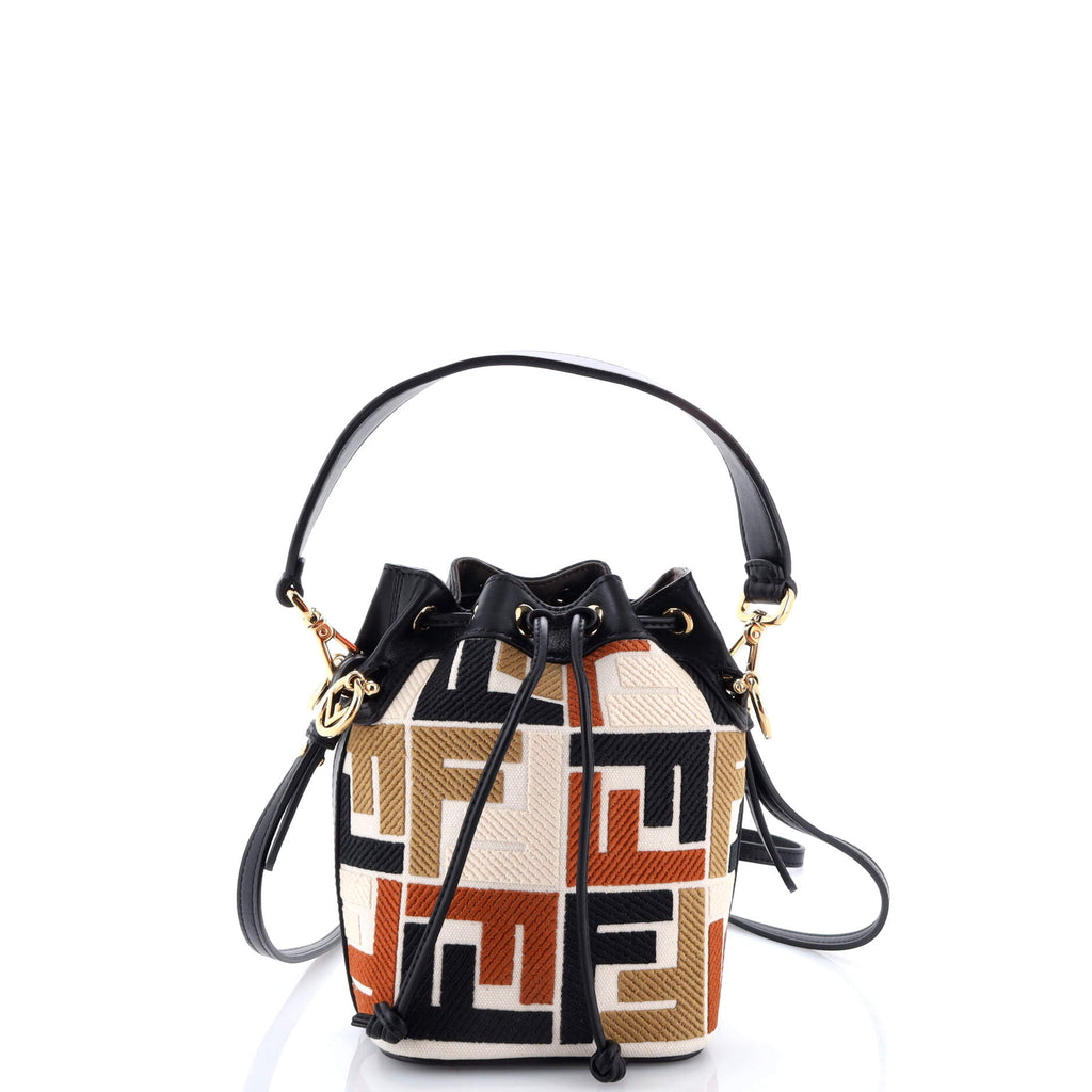 Mon Tresor Bucket Bag Zucca Embroidered Canvas Mini