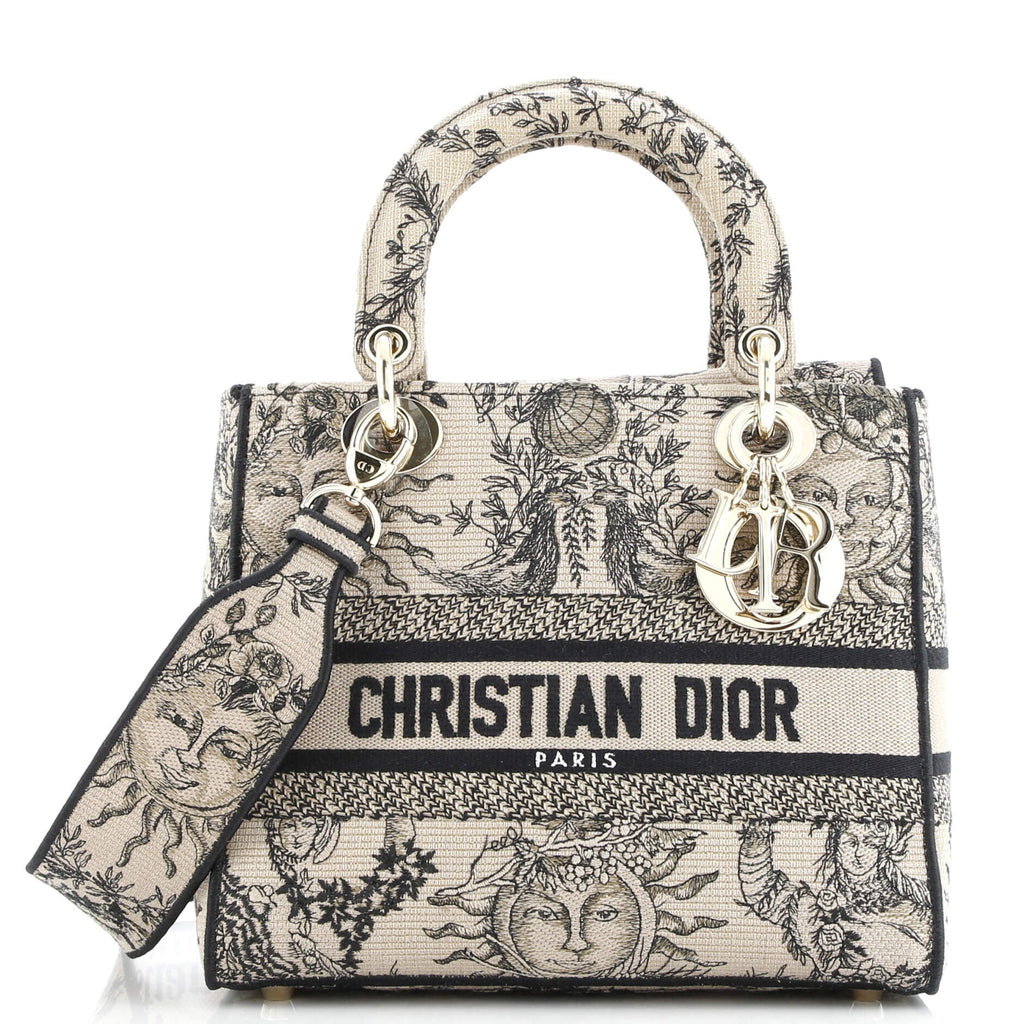 Lady D-Lite Bag Embroidered Canvas Medium