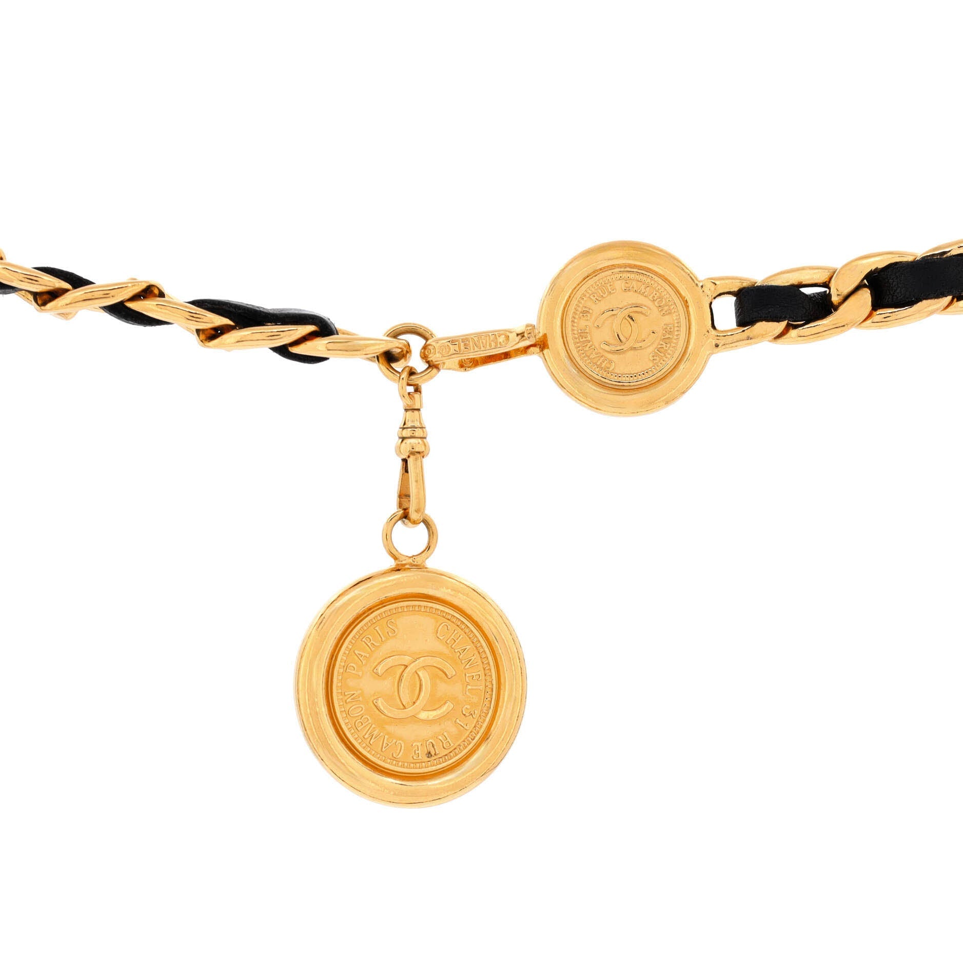 Vintage Medallion Chain Belt Metal and Leather